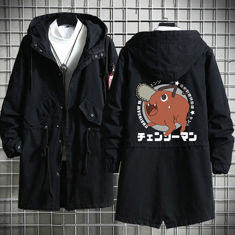 Chainsaw Man Long Hooded Cotton Trench Coat