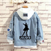 Load image into Gallery viewer, JoJo&#39;s Bizarre Adventure Stylish Hooded Denim Jacket
