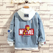 Load image into Gallery viewer, Marvel Avengers Hooded Denim Jacket
