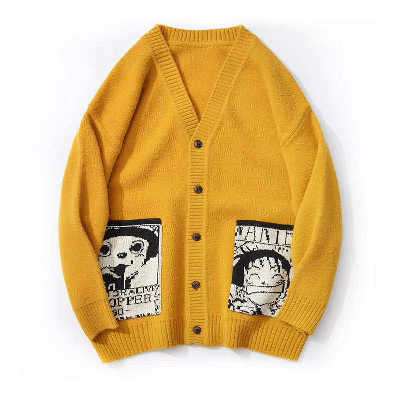 Monkey D. Luffy and Tony Tony Chopper Cardigan Knit Sweater