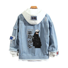 Load image into Gallery viewer, Jujutsu Kaisen Stylish Hooded Denim Jacket
