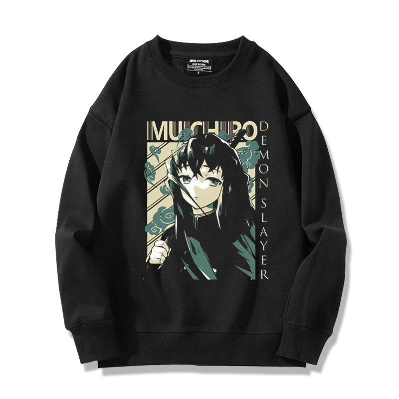 Demon Slayer Muichirou/Mitsuri Black Long Sleeve Sweatshirt