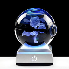 Load image into Gallery viewer, Pokemon 3D Pokemon In Poke Ball Crystal Led Figure
