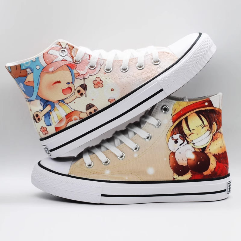 One Piece Winter Luffy and Chopper Canvas Casual Sneaker