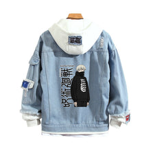 Load image into Gallery viewer, Jujutsu Kaisen Stylish Hooded Denim Jacket
