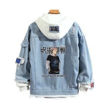 Load image into Gallery viewer, Jujutsu Kaisen Stylish Hooded Denim Jacket
