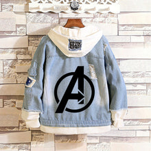 Load image into Gallery viewer, Marvel Avengers Hooded Denim Jacket
