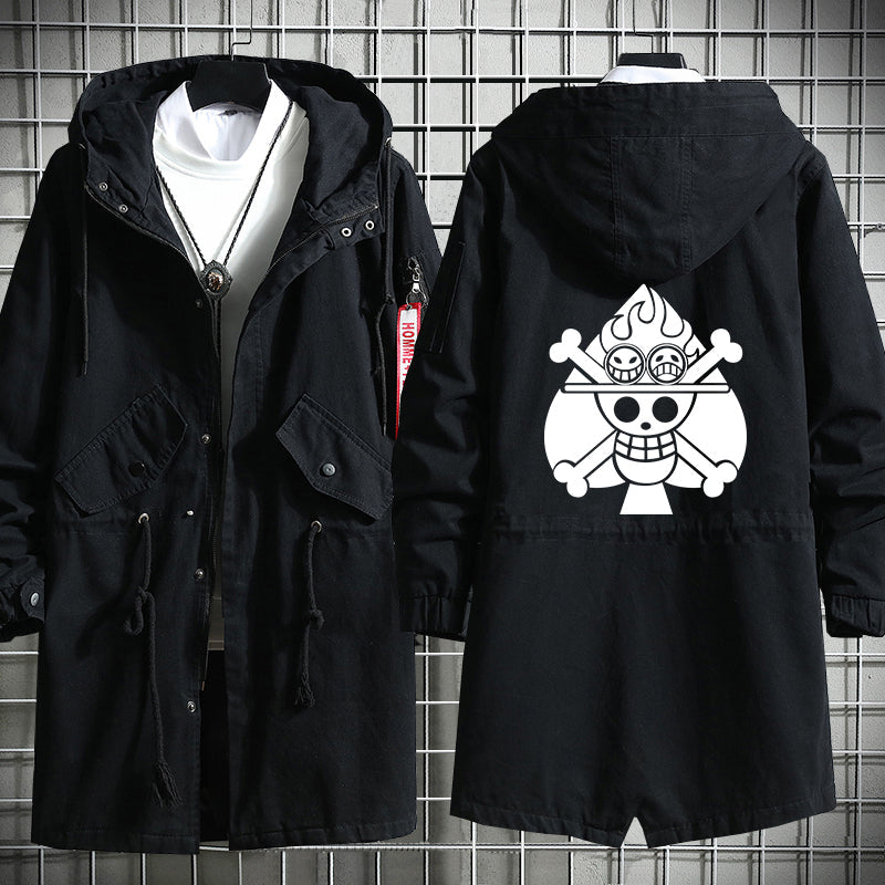 One Piece Long Hooded Cotton Trench Coat