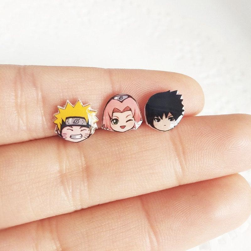 Naruto Shippuden Anime Silver Stud Earrings