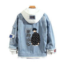 Load image into Gallery viewer, Jujutsu Kaisen Stylish Hooded Denim Jacket
