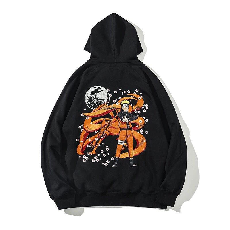 Naruto Uzumaki & Nine-Tailed Demon Fox Embroidery Hoodie