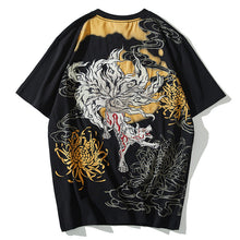 Load image into Gallery viewer, Naruto Kurama with Chrysanthemum Embroidery Summer T-shirt
