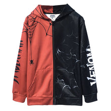 Load image into Gallery viewer, Spider-Man VS Venom Half Faced Zip Up Hoodie
