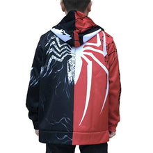 Load image into Gallery viewer, Spider-Man VS Venom Half Faced Zip Up Hoodie
